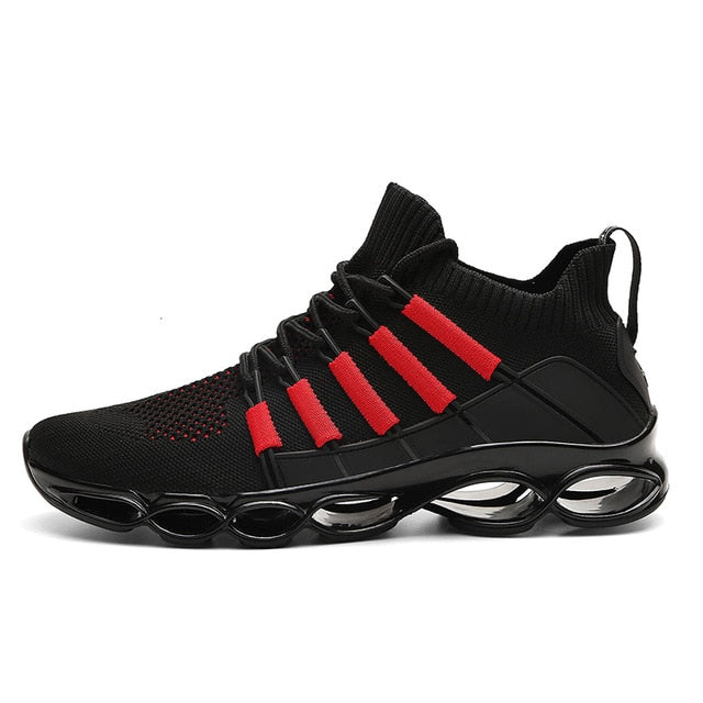 black red stripe air running shoes