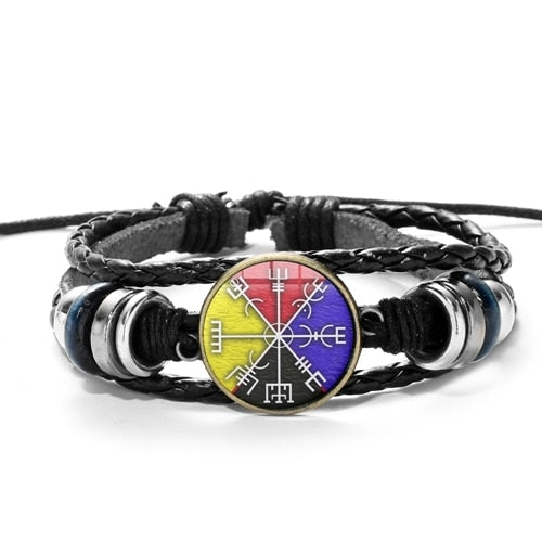 multi color viking leather bracelet