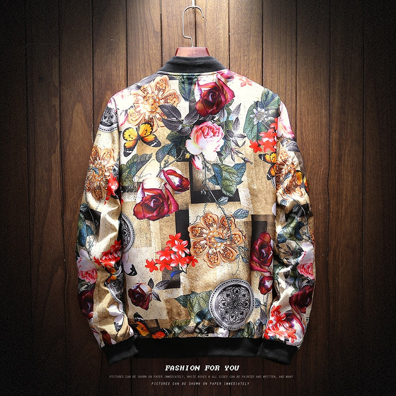 floral print butterflies abstract fashion jacket men
