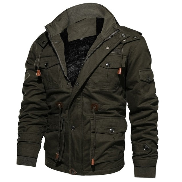 army green military style pocketed jacket men