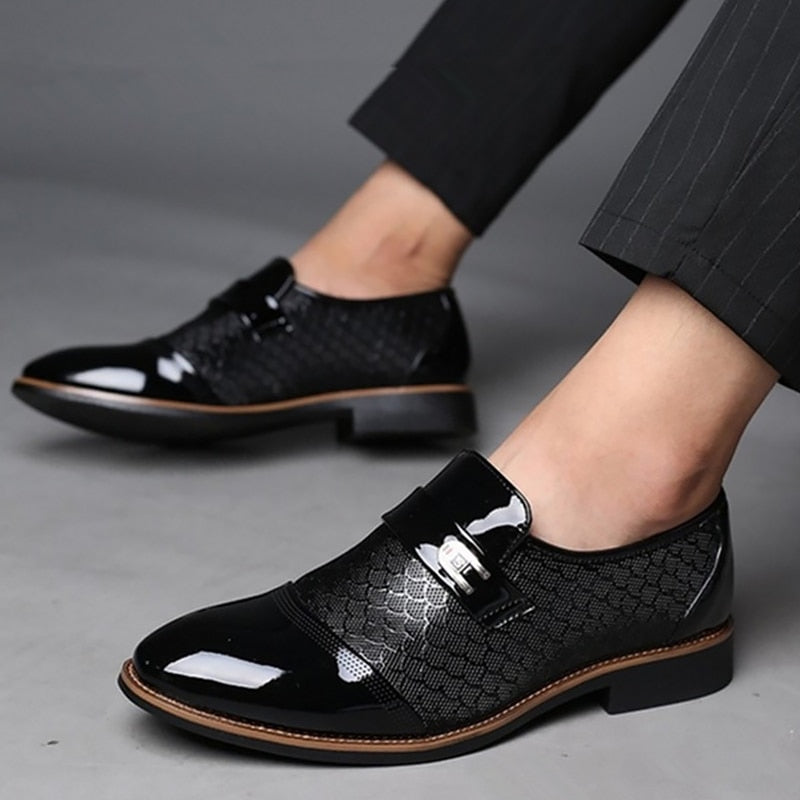 Leather Embossed Patent Toe Tuxedo Shoes – Onassis Krown