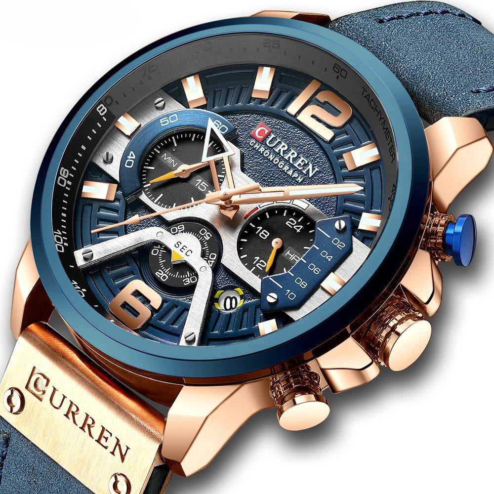 blue rose gold curren watch
