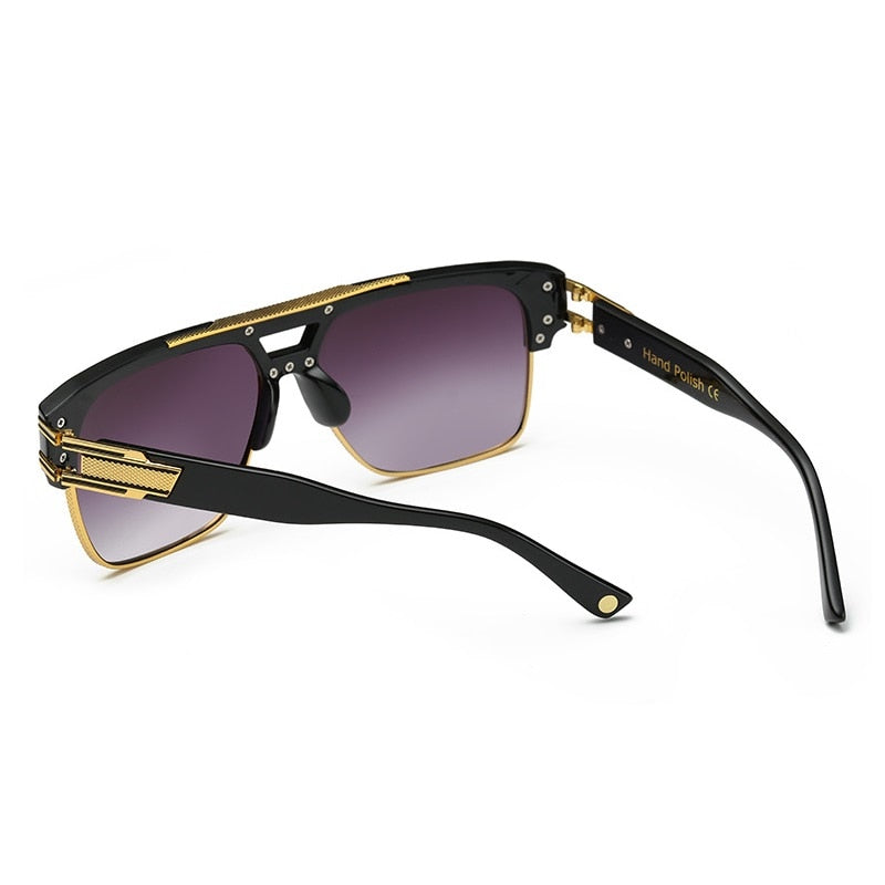 black frame gold accent sunglasses