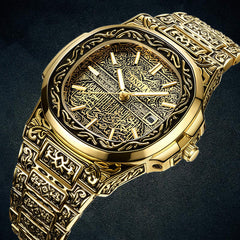 The King's Royal Engraved Watch - Gold & Black - watch
