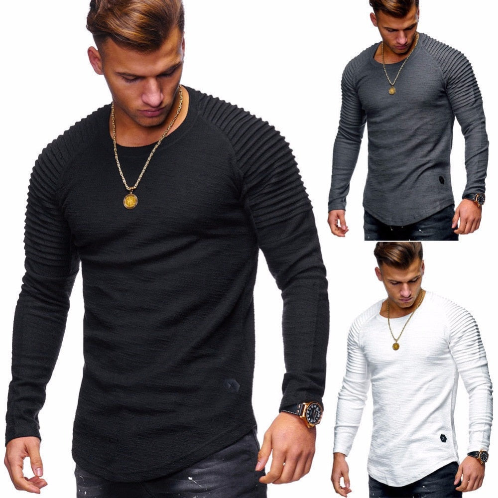ribbed sleeve curved hem long sleeve shirt collection
