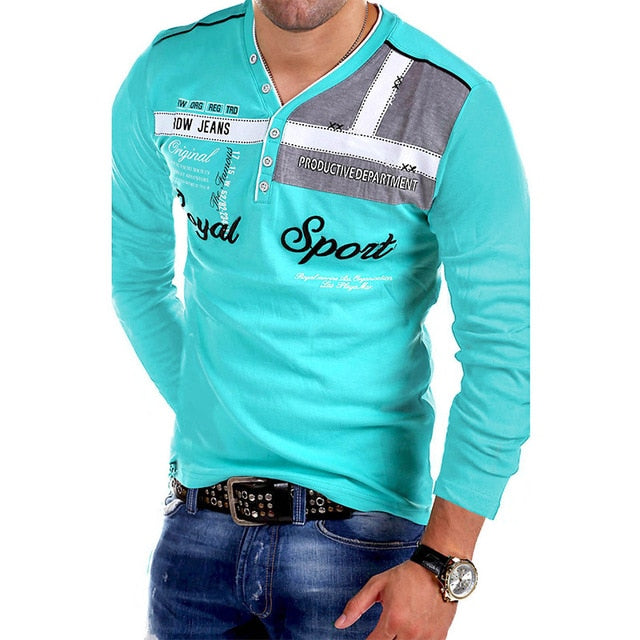 men's turquoise long sleeve shirt