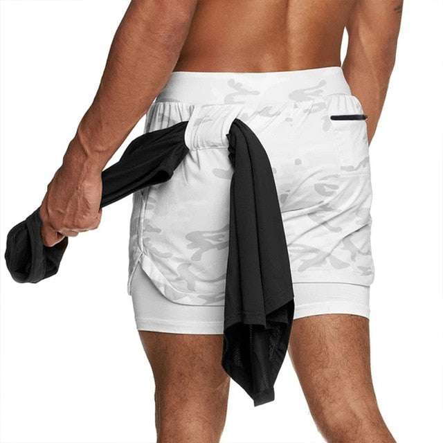 white camouflage athletic shorts inside pocket men