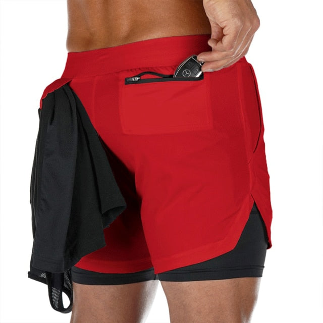 red athletic shorts inside pocket men