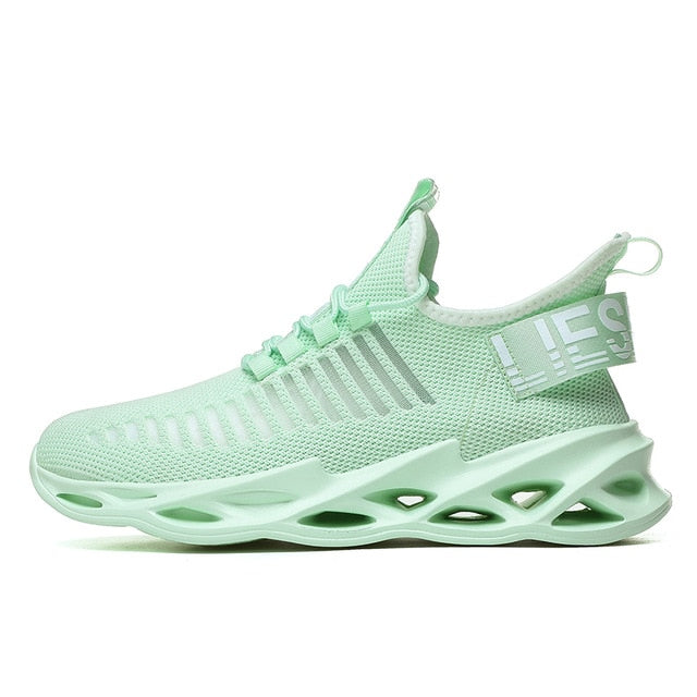 mint green air sole running shoes