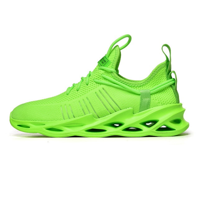 fluorescent green air sole running shoes