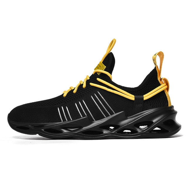 black yellow fashion sport air sole running shoes