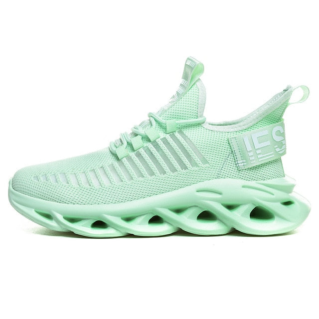 mint green air sole running sneakers