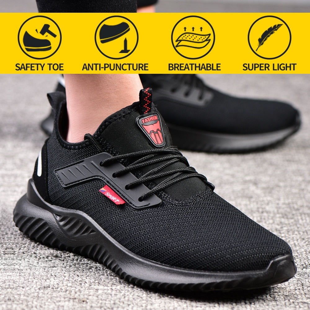 safety toe athletic working casual shoe boots black