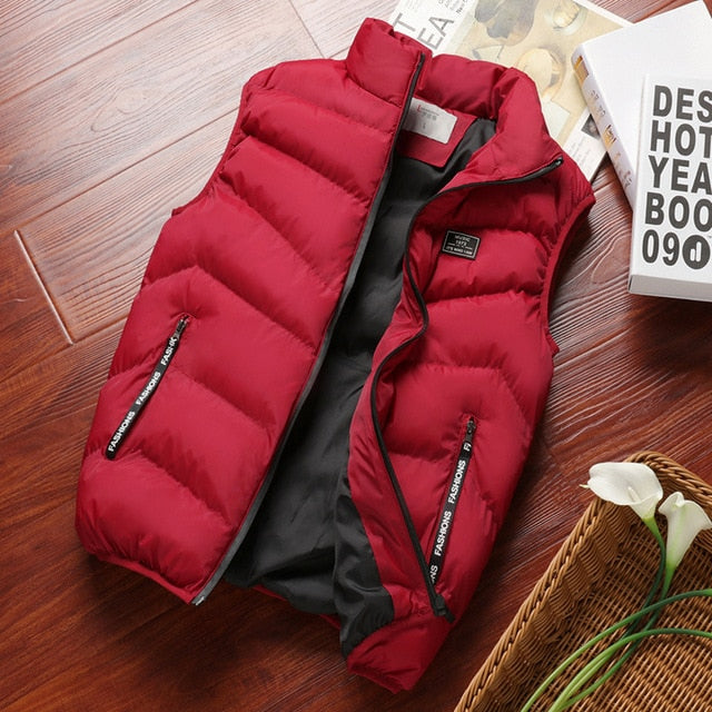 burgundy red bubble winter skiing vest