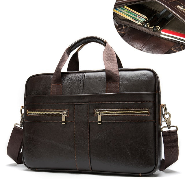 chocolate brown leather briefcase carrying bag