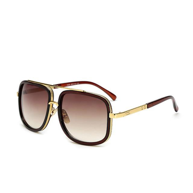 brown large frame designer sunglasses