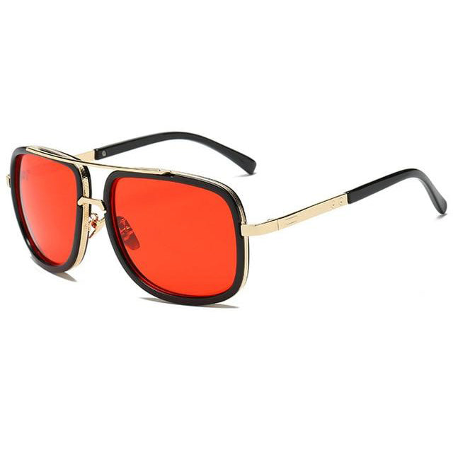 red large frame designer sunglasses