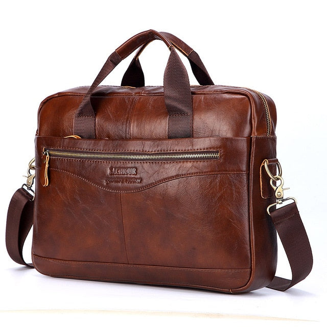 cognac brown leather briefcase