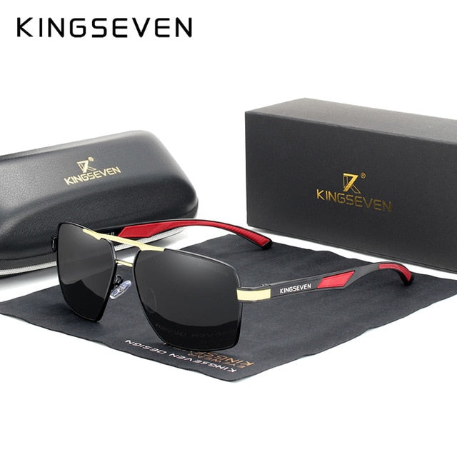 black red designer aluminum polarized sunglasses