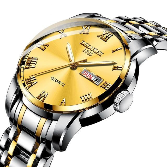 Gold face stainless steel watch