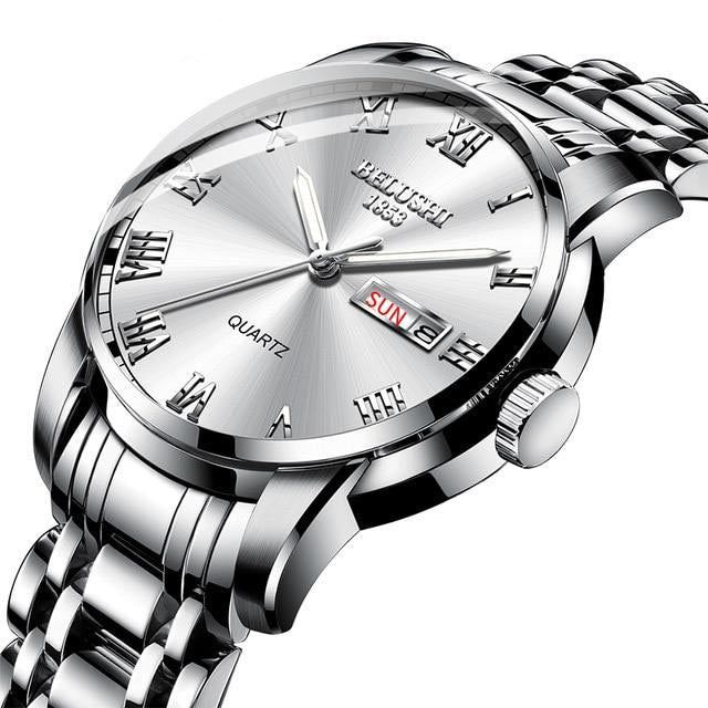silver belushi stainless steel watch