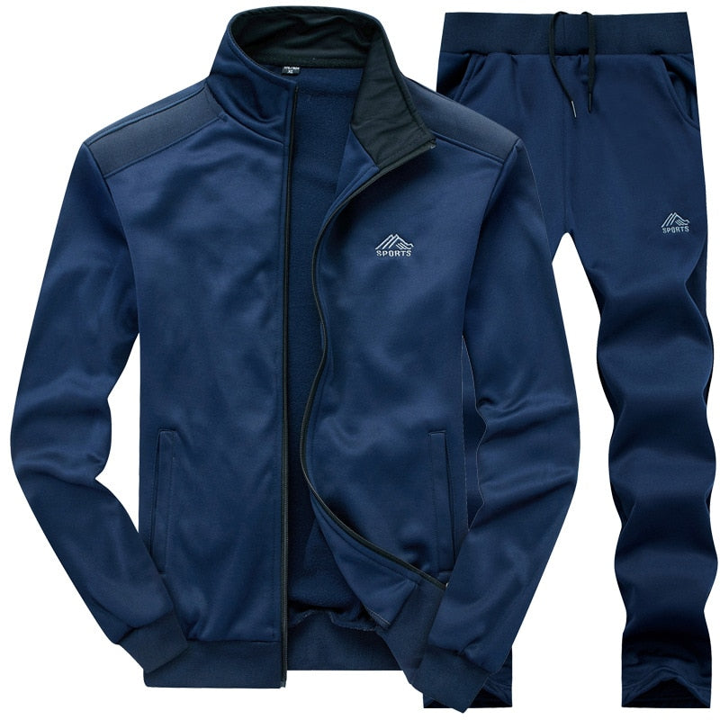 medium blue two piece jump track suit set