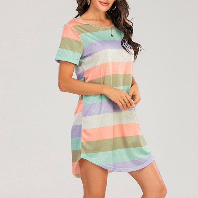 colorful horizontal stripe nightgown