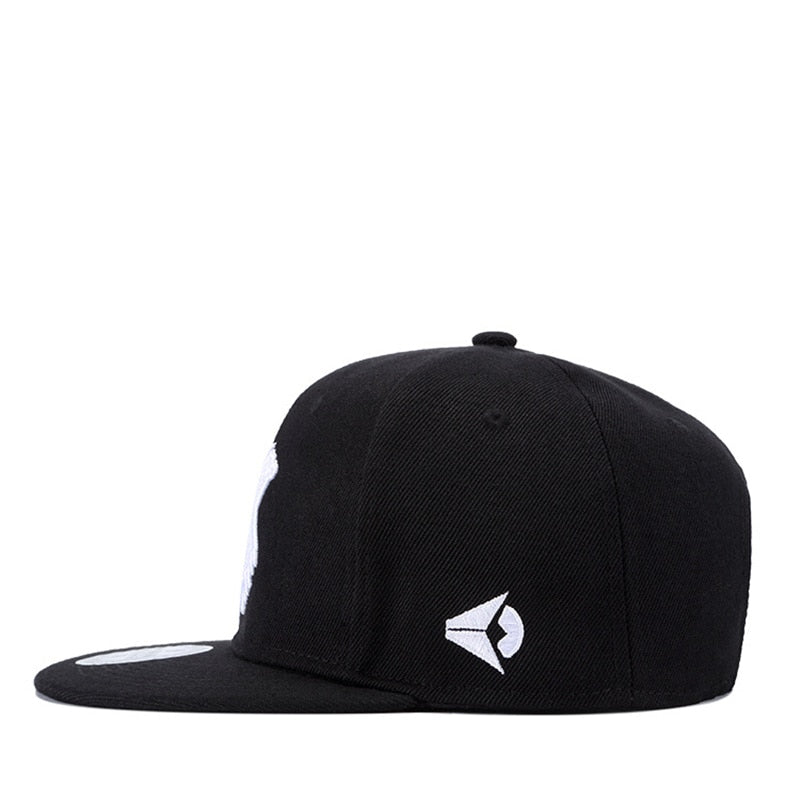 white on black criss cross x style embroidered snapback cap