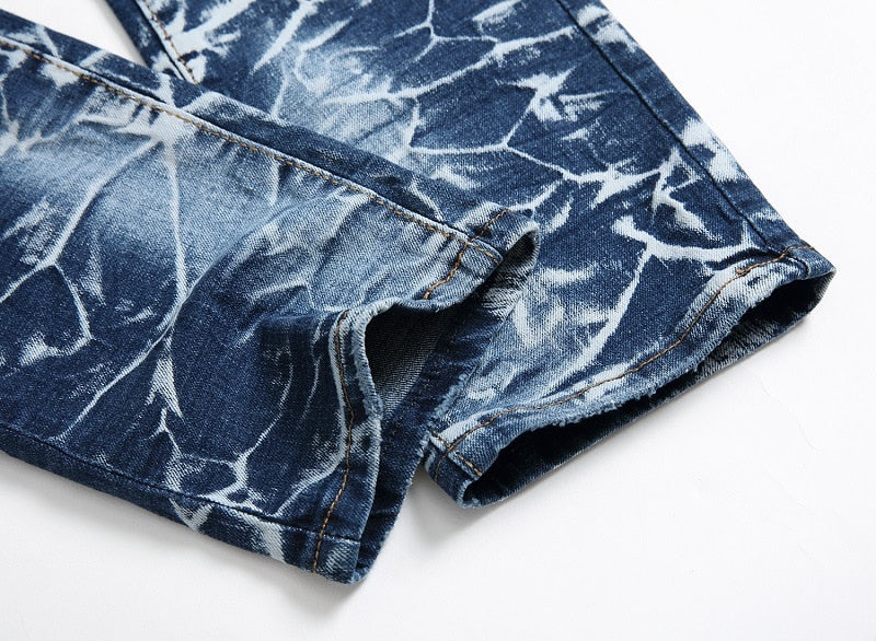 slim designer stone wash denim jeans men