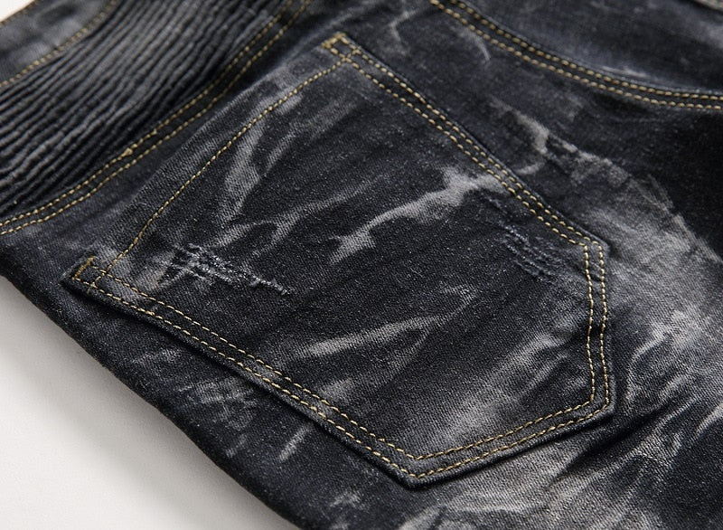 black designer stone wash denim jeans men