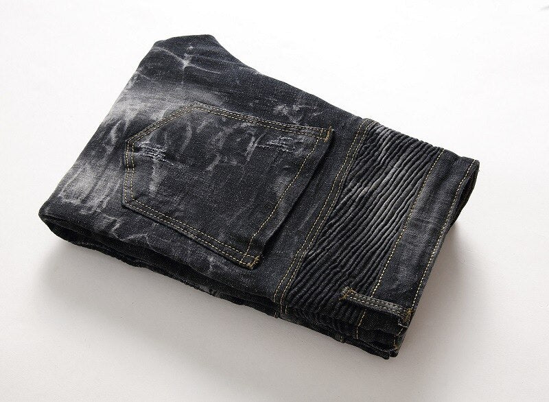 dark designer stone wash denim jeans men