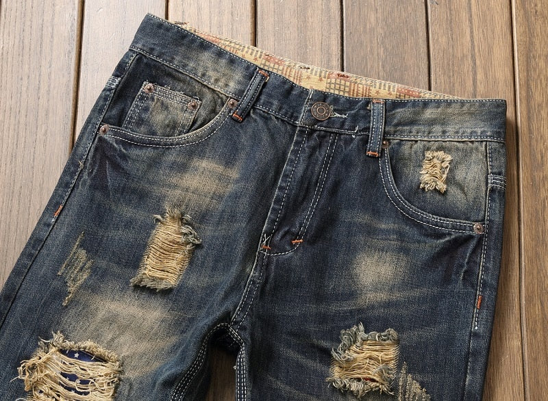 designer stone wash denim jeans men