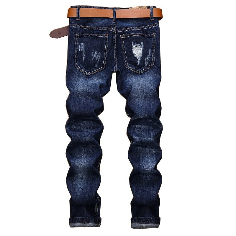 hip-hop designer stone wash denim jeans men