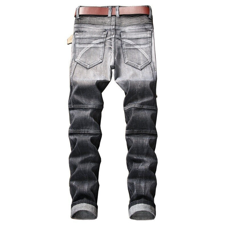 gray designer stone wash denim jeans men