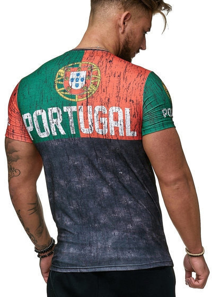 portugal football soccer athletic fitted shirt back