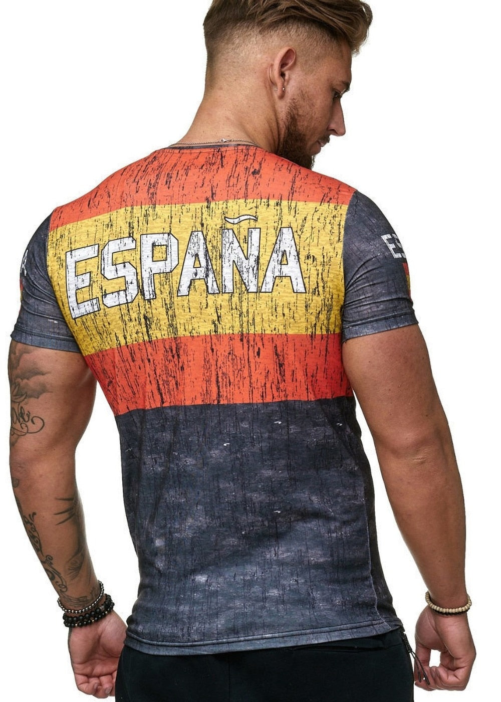 espana football soccer athletic fitted shirt back