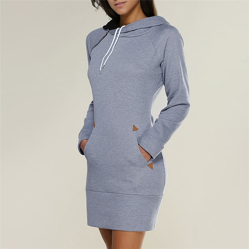 light gray warm cotton hoodie dress