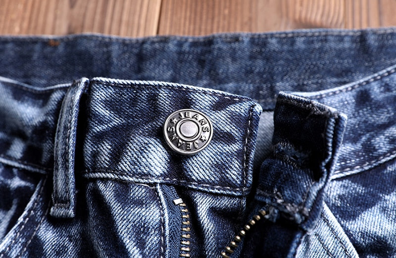 denim slim fit biker jeans button