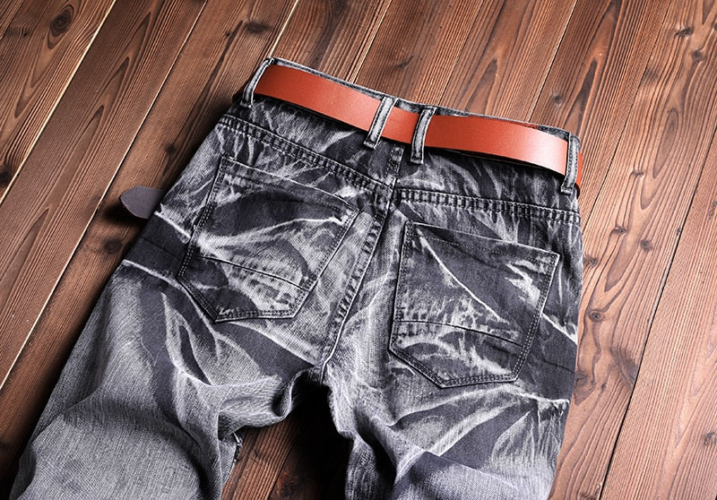 denim slim fit biker jeans back pockets