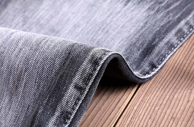 stitched denim zipper style slim fit biker jeans blue