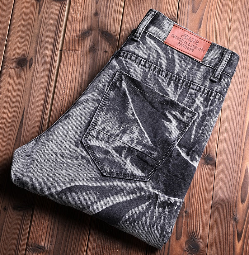 folded denim zipper style slim fit biker jeans blue