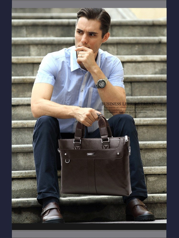 genuine leather laptop briefcase carrying bag