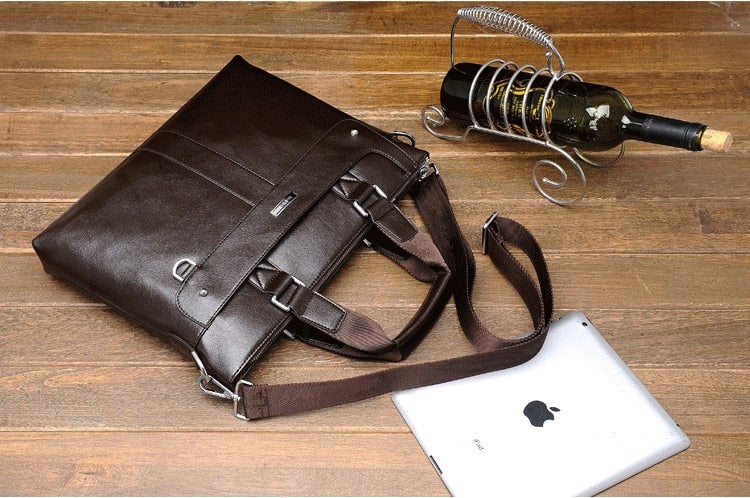 brown genuine leather laptop briefcase bag