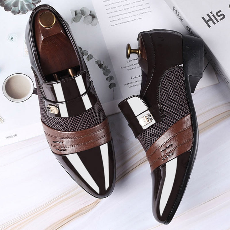 brown patent leather stylish formal dress shoes