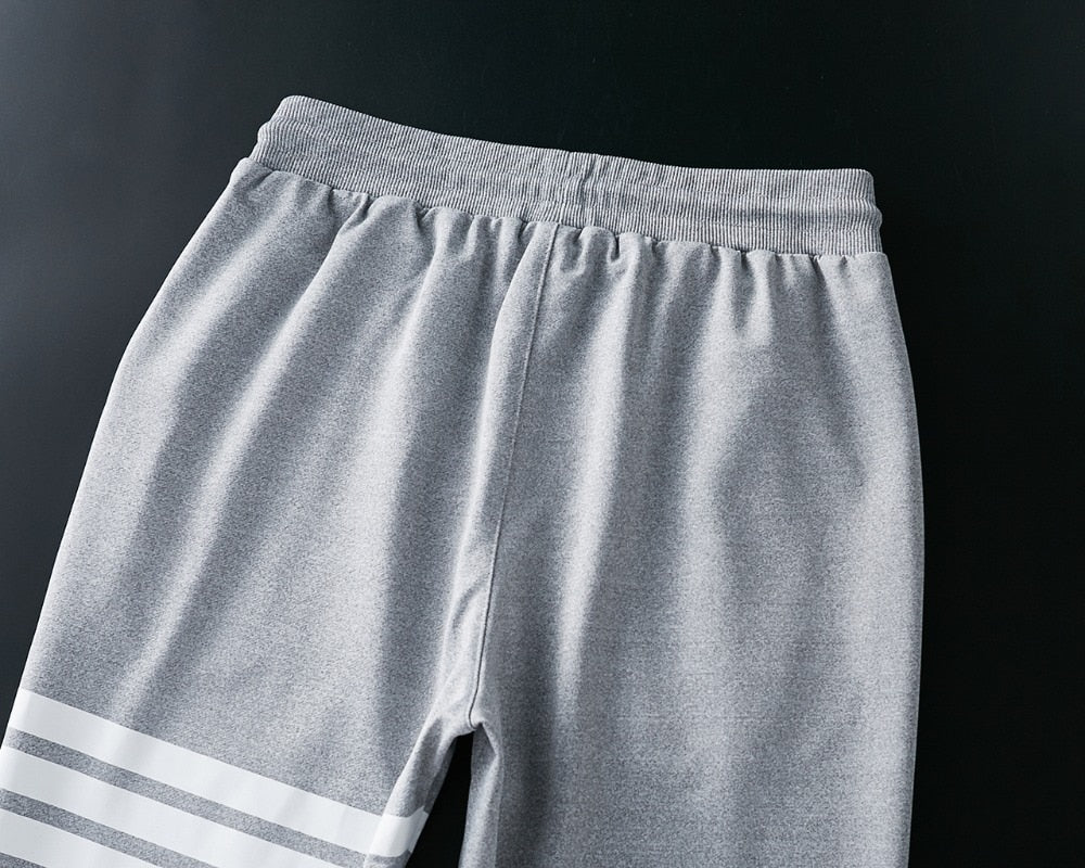 gray white stripe jogging pants