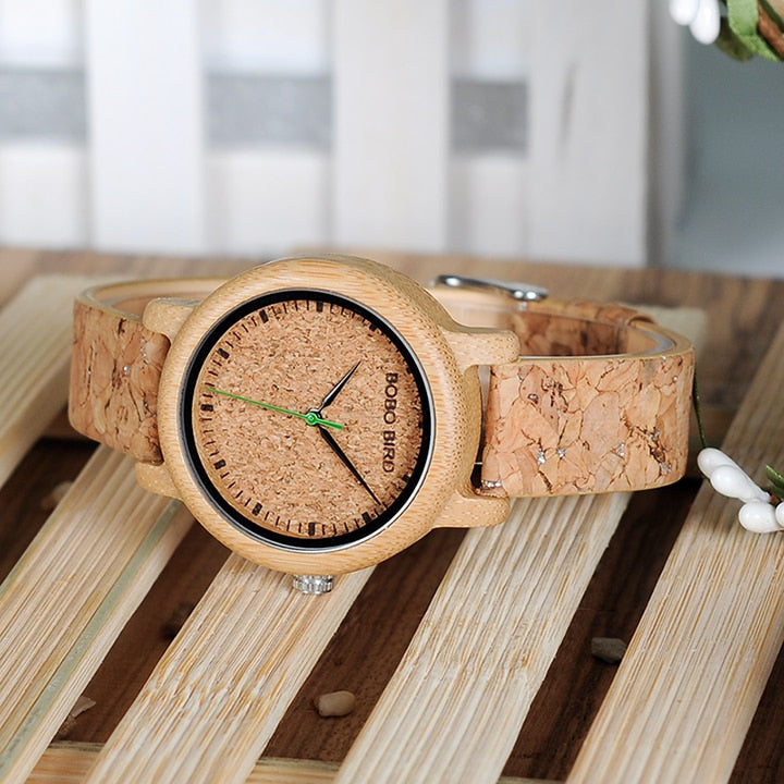 women corkboard wood watch
