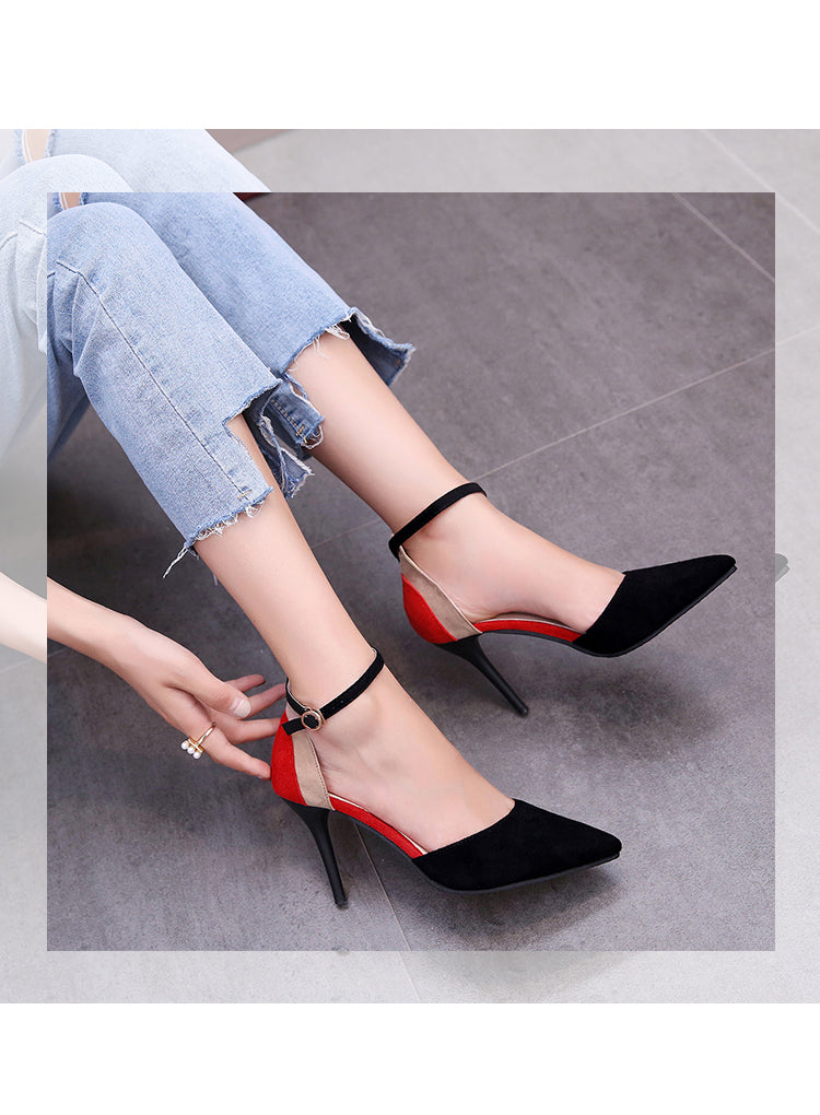 black red & khaki high heels