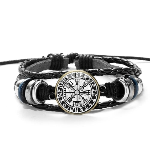 valkyries symbol leather bracelet black