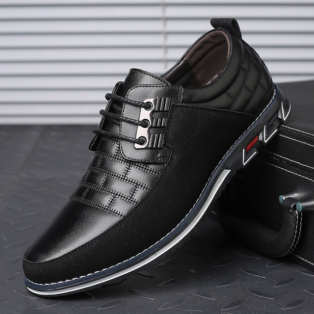 black leather and suede casual walking shoes men