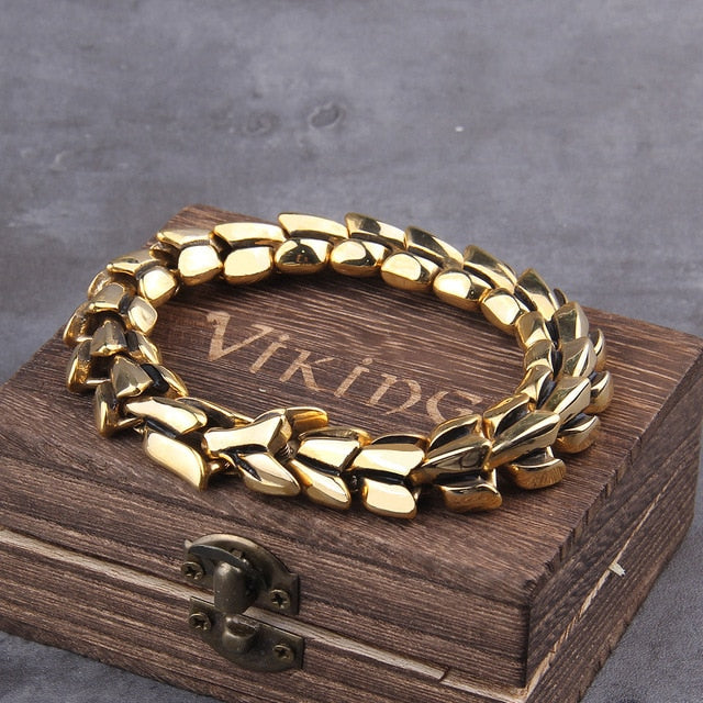 gold dragon head clasp chain link bracelet